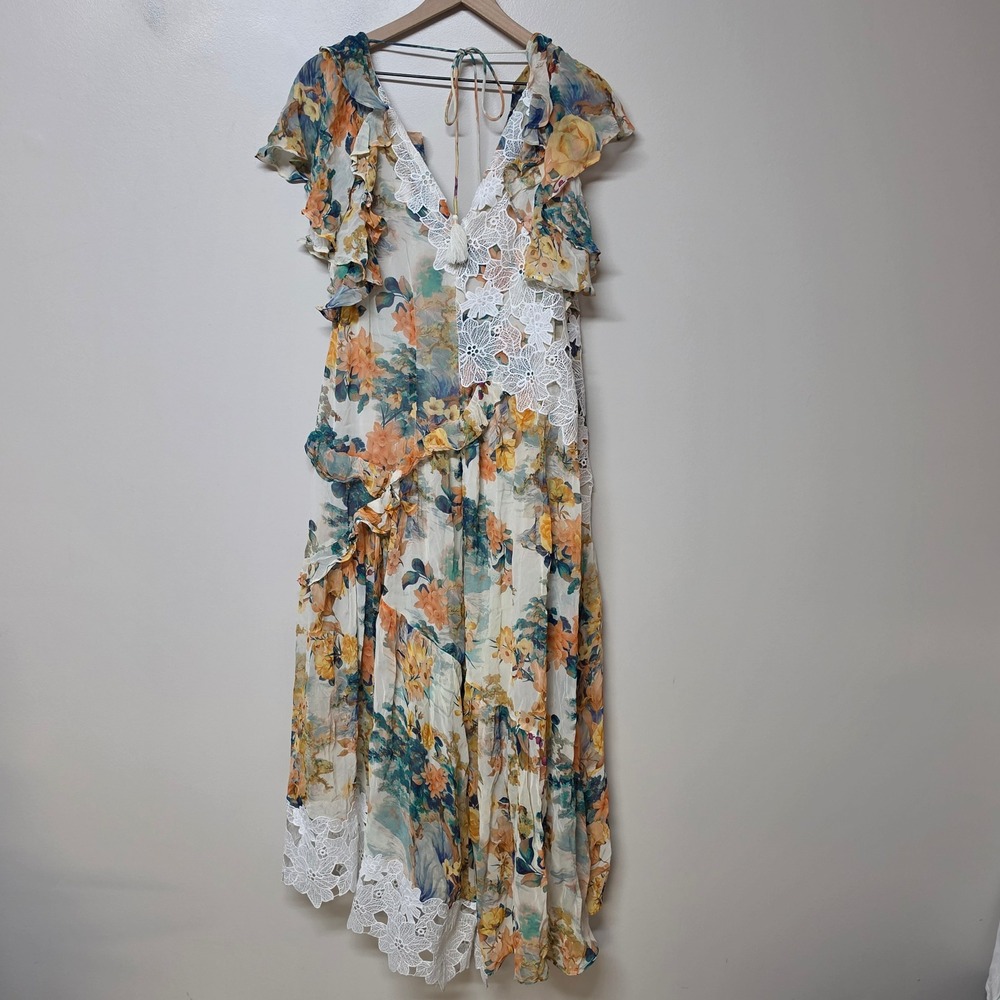 Anthropologie Ruffled Lace High-Low Floral Dress Ivory Comb 16W Plus NWT Boho - Picture 13 of 13